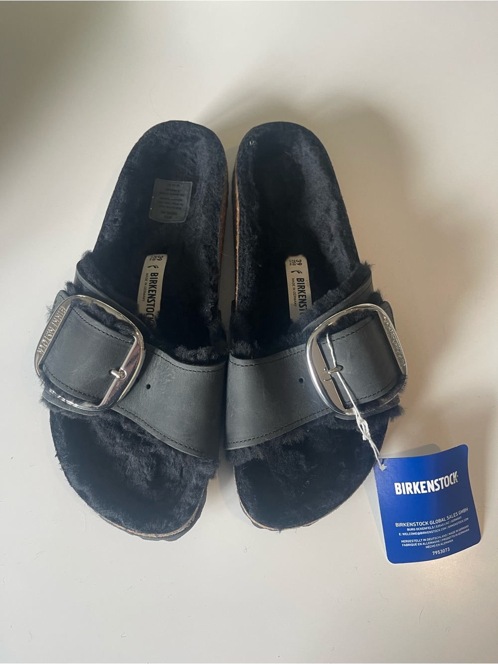 Birkenstock Madrid Big Buckle Sandals Black Silver Medium/Narrow Width
